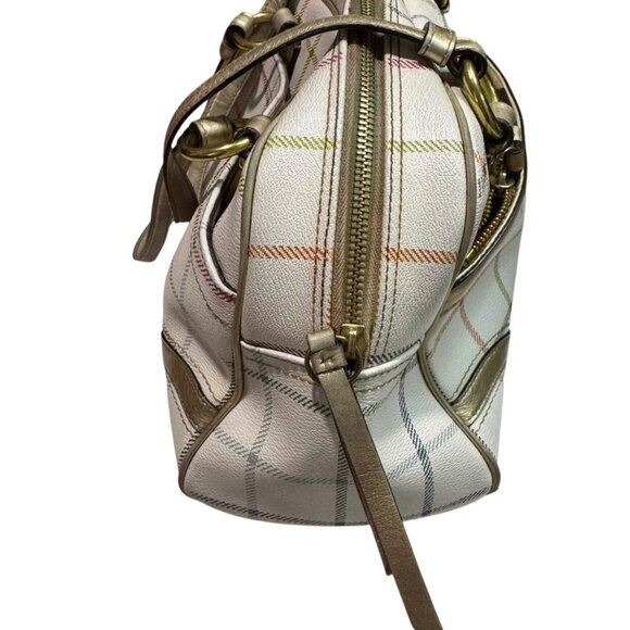 Coach Multicolor Plaid Signature PeytonTattersalll Satchel with Gold - Preowned - Picture 11 of 15